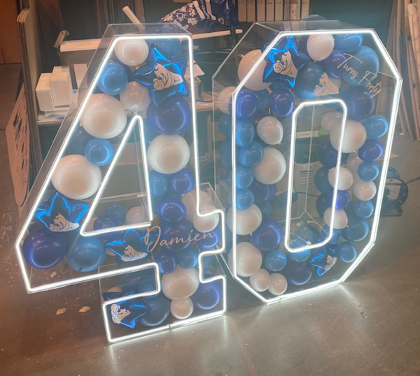 Picture of 750mm Clear Acrylic 3D Letter / Numbers Balloon Decoration Display with LED Lights